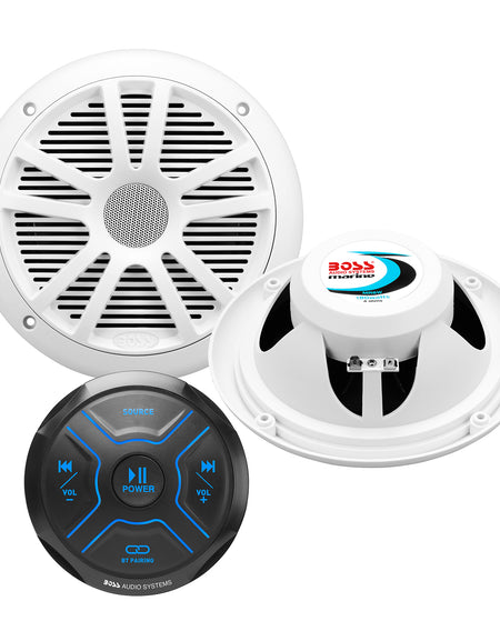 BOSS Audio Systems MG150W.6 Marine Speakers and Gauge Receiver Package