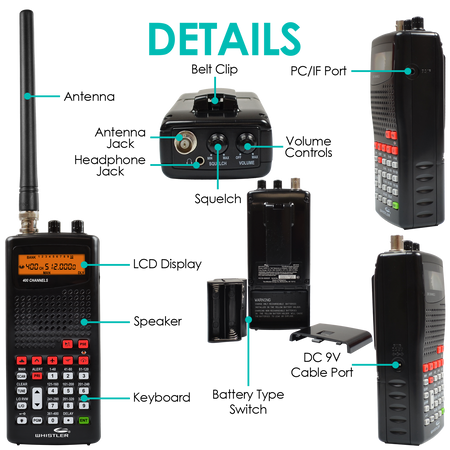 WHISTLER WS1040 HANDHELD DIGITAL SCANNER RADIO