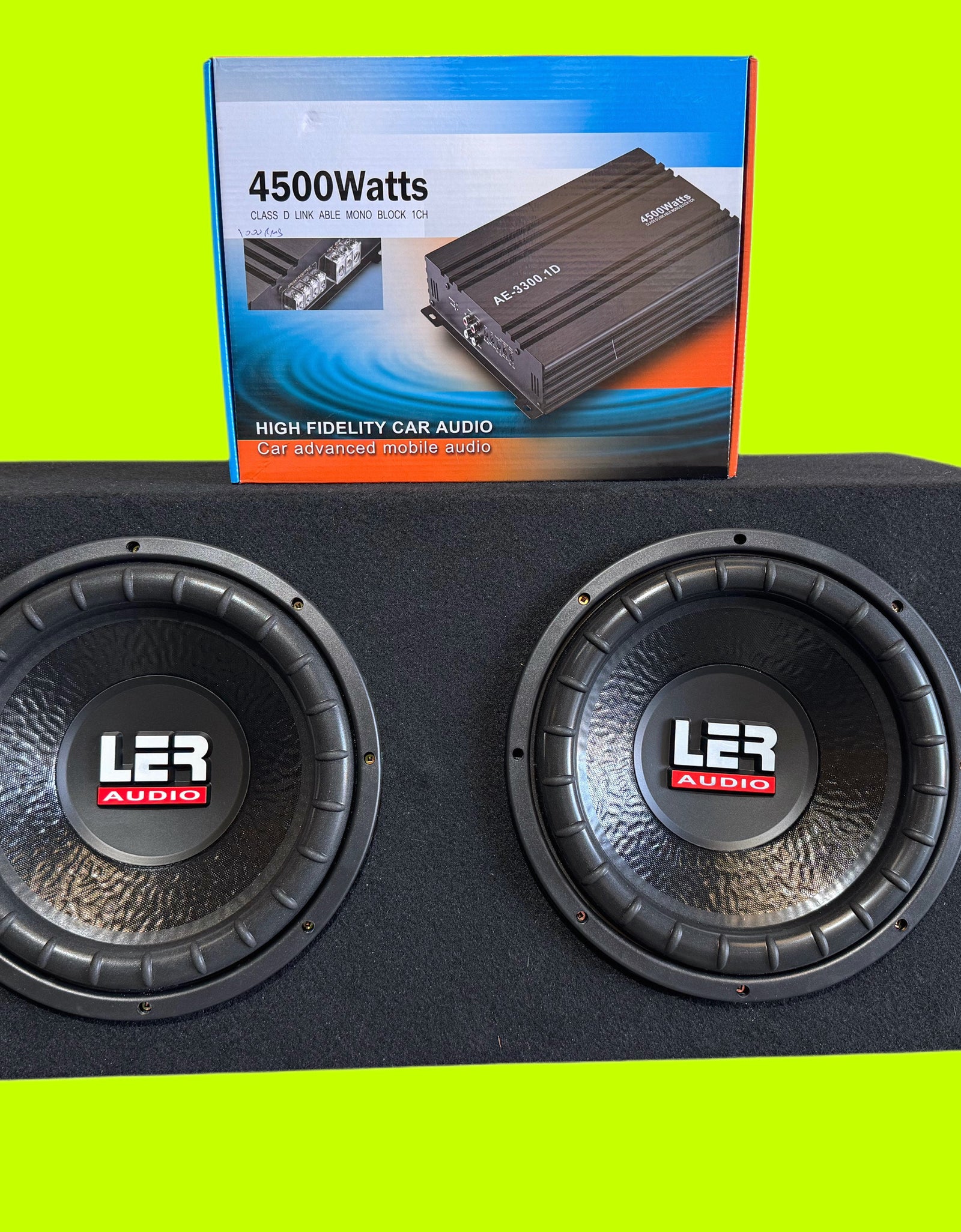 COMBO-LER Audio Double ER-1200 (1800x2=3600 Watt) Subwoofer with Box and 4500 Watt Amp