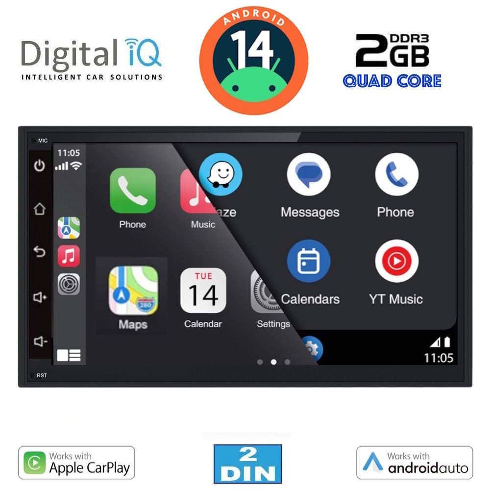 DIGITAL IQ BX-H115 Wireless Apple CarPlay/Wireless Android Auto 2 Din Multimedia