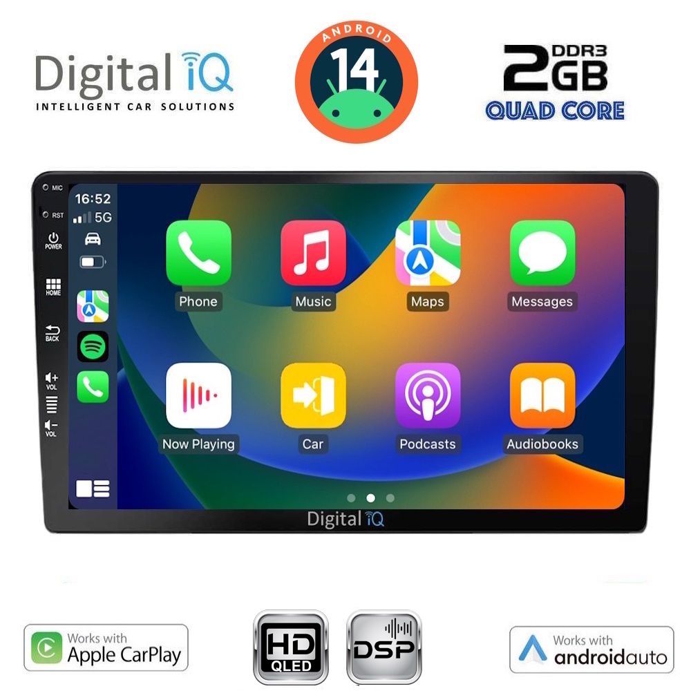 DIGITAL IQ 9” Android 14 Tablet with Wireless CarPlay & Wireless Android Auto