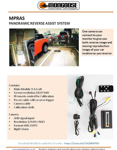 Mongoose MPRAS Panoramic Reverse Assist System