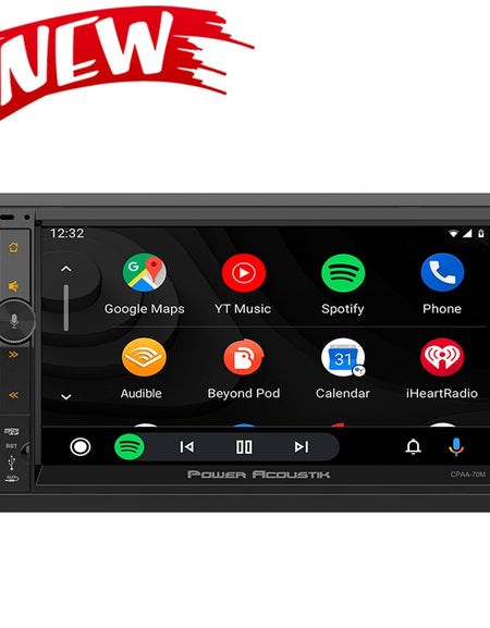Power Acoustik CPAA-70M 7" Mechless Media Player with Apple CarPlay and Android Auto