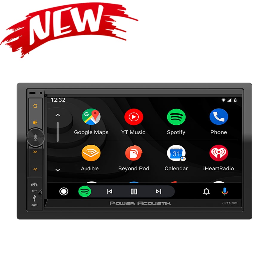Power Acoustik CPAA-70M 7" Mechless Media Player with Apple CarPlay and Android Auto