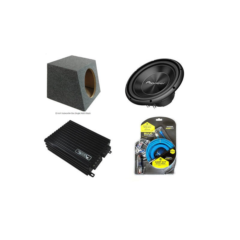 Pioneer 12" 1500-watt Sub + DK600 Amplifier + Box + 8Ga Amp Kit Combo