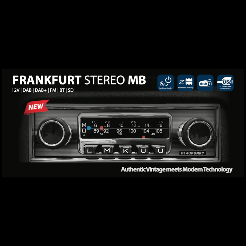 Blaupunkt Frankfurt Stereo MB 70s Car Radio – DAB+, Bluetooth Twin Connect, USB-C & AUX