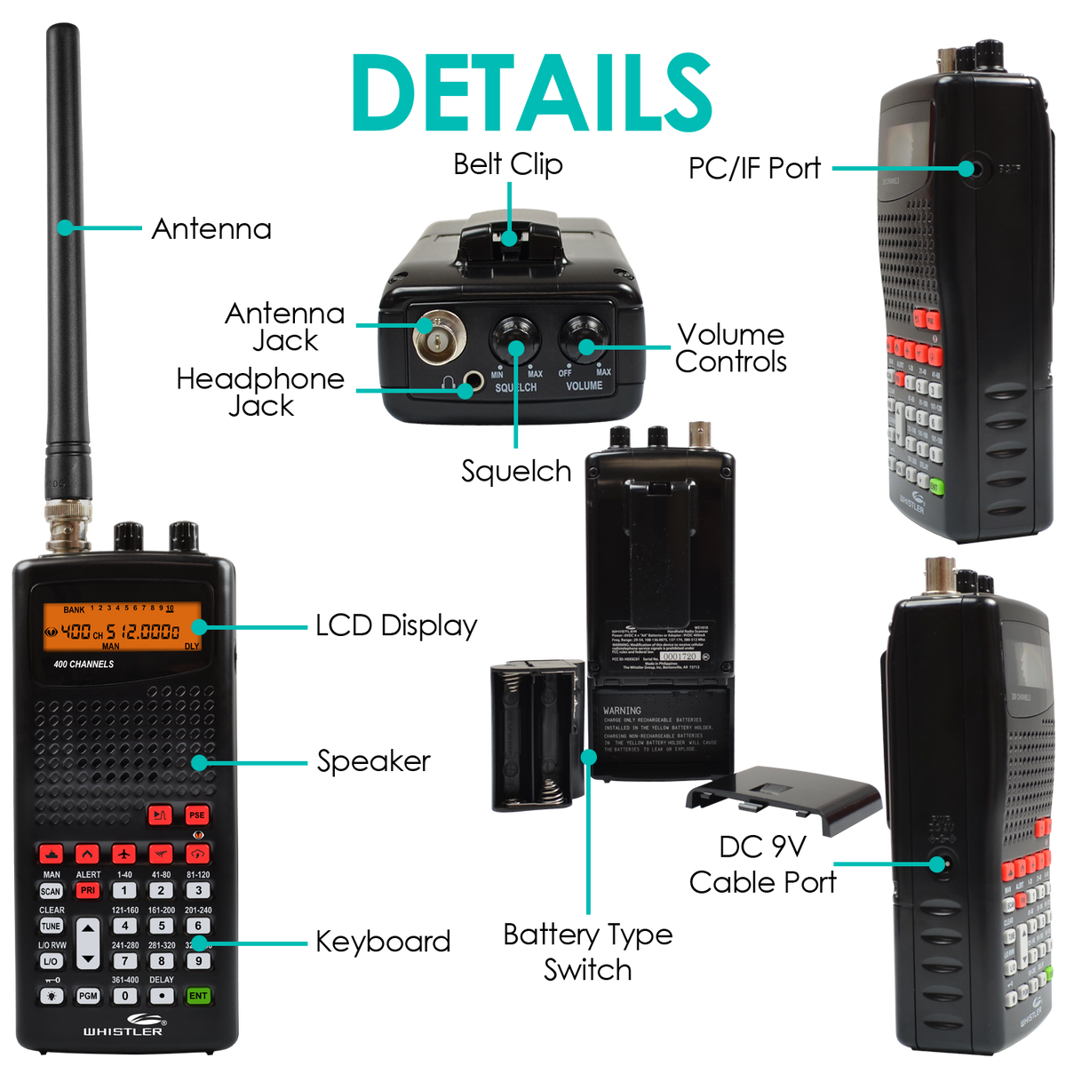 WHISTLER WS1040 HANDHELD DIGITAL SCANNER RADIO