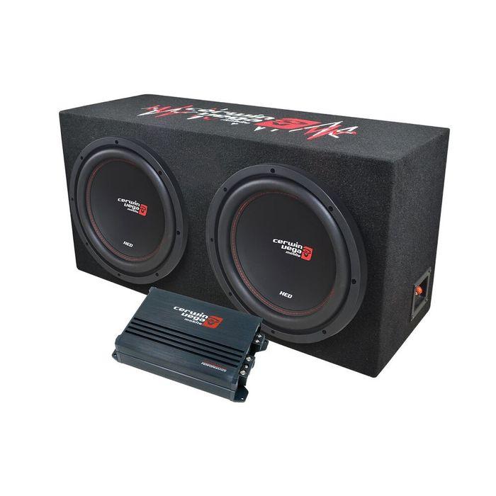 CERWIN VEGA XED DUAL 12" SUBWOOFER AND ENCLOSURE WITH AMPLIFIER BASSKIT PACKAGE