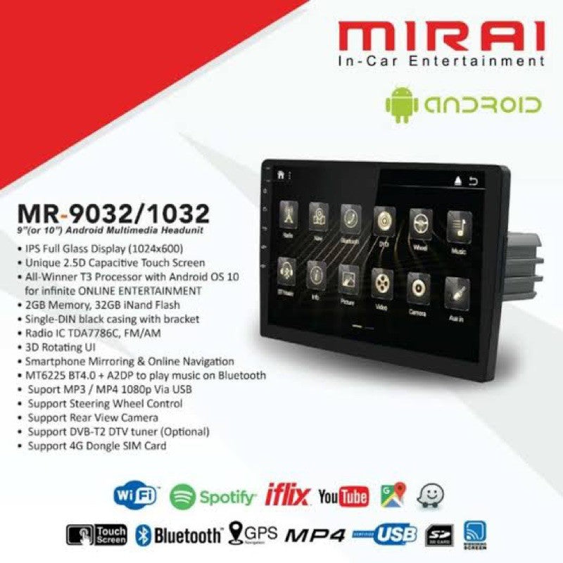MIRAI Android Car Play MR 9032 CP 9 inch
