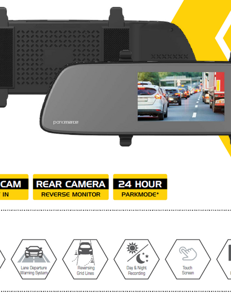 Parkmate MCPK-502DVR 5.0” Touch Screen Mirror DVR with 1080P Front & Rear Recording